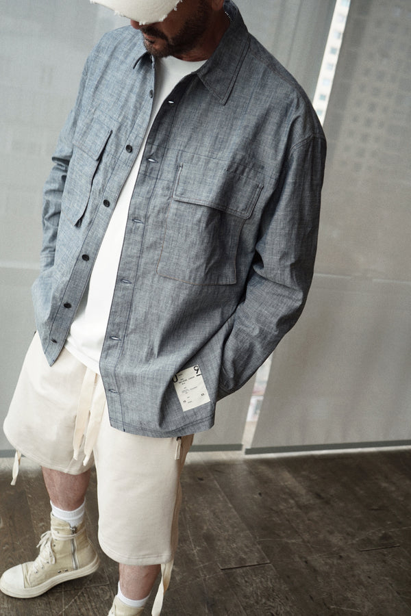 chambray denim shirt. raw unwashed