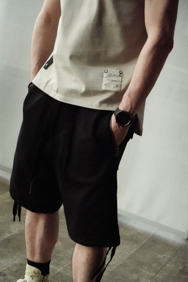 long jersey sweat short. black